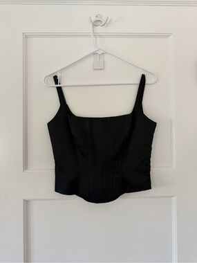 Odeasa Black Structured Corset-Style Tank Top size 4